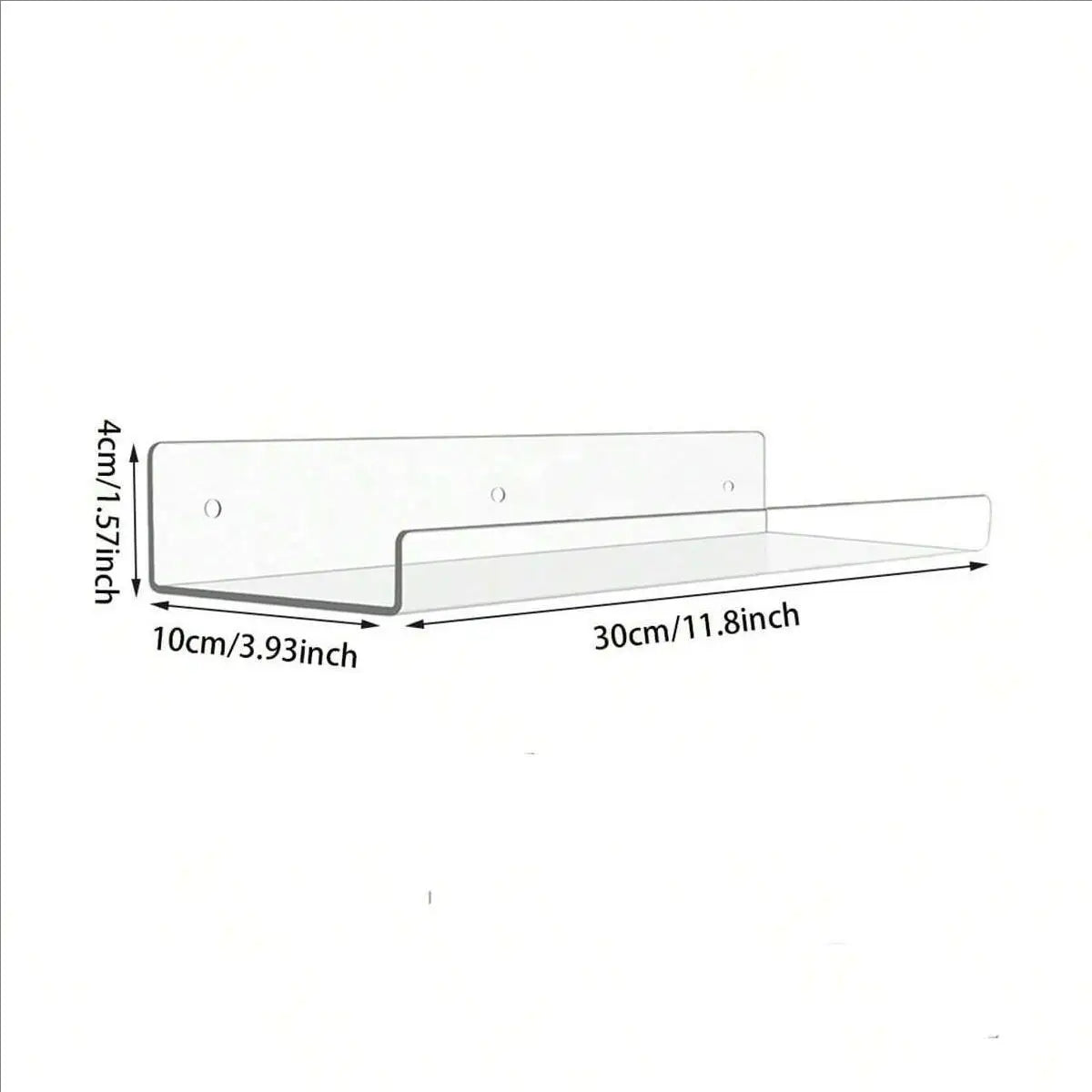 1/2Pcs 11.8Inch Clear Acrylic Shelves, Wall Mounted Storage for Kitchen, Bathroom, Office - Home Organization and Decor