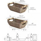 Small Wicker Baskets Handwoven for Storage, Seagrass Rattan with Wooden Handles, Set of 2