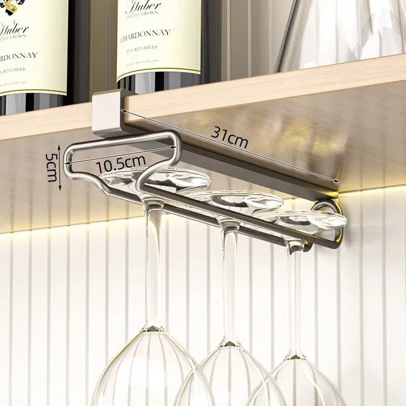 Non-Punching Inverted Hanging Red Wine Glass Rack Goblet Cabinet Hanging Racks Light Luxury High-End Home Organization