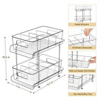 2-Pack 2-Tier Clear Plastic Pantry Organizer with Dividers, Pull-Out under Sink and Cabinet Organizer for Kitchen