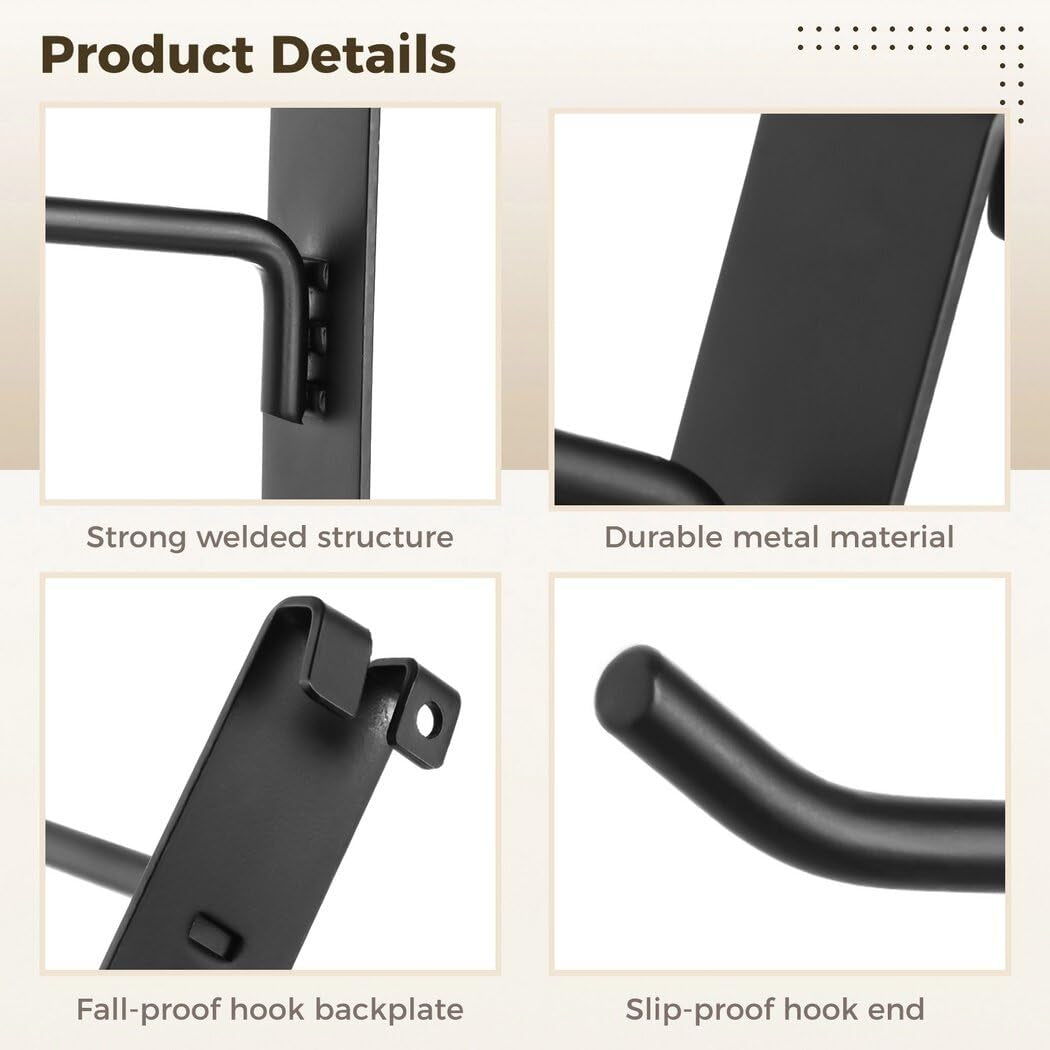 32-Pack 6-Inch Grid Wall Display Hooks, Black, for Retail & Home Organization