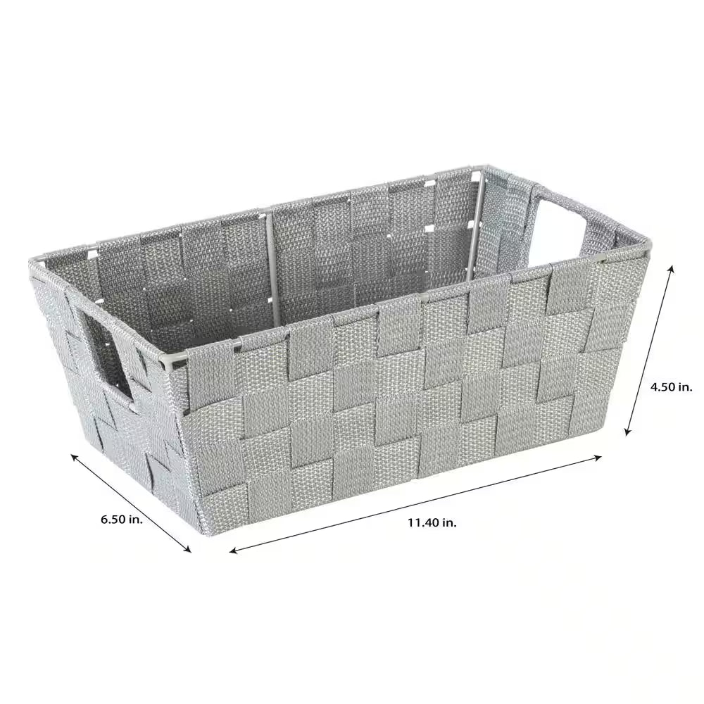 Heather Gray Small Woven Strap Shelf Cube Storage Bin (2-Pack)
