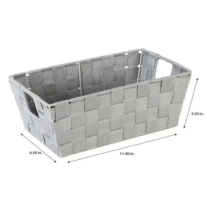 Heather Gray Small Woven Strap Shelf Cube Storage Bin (2-Pack)