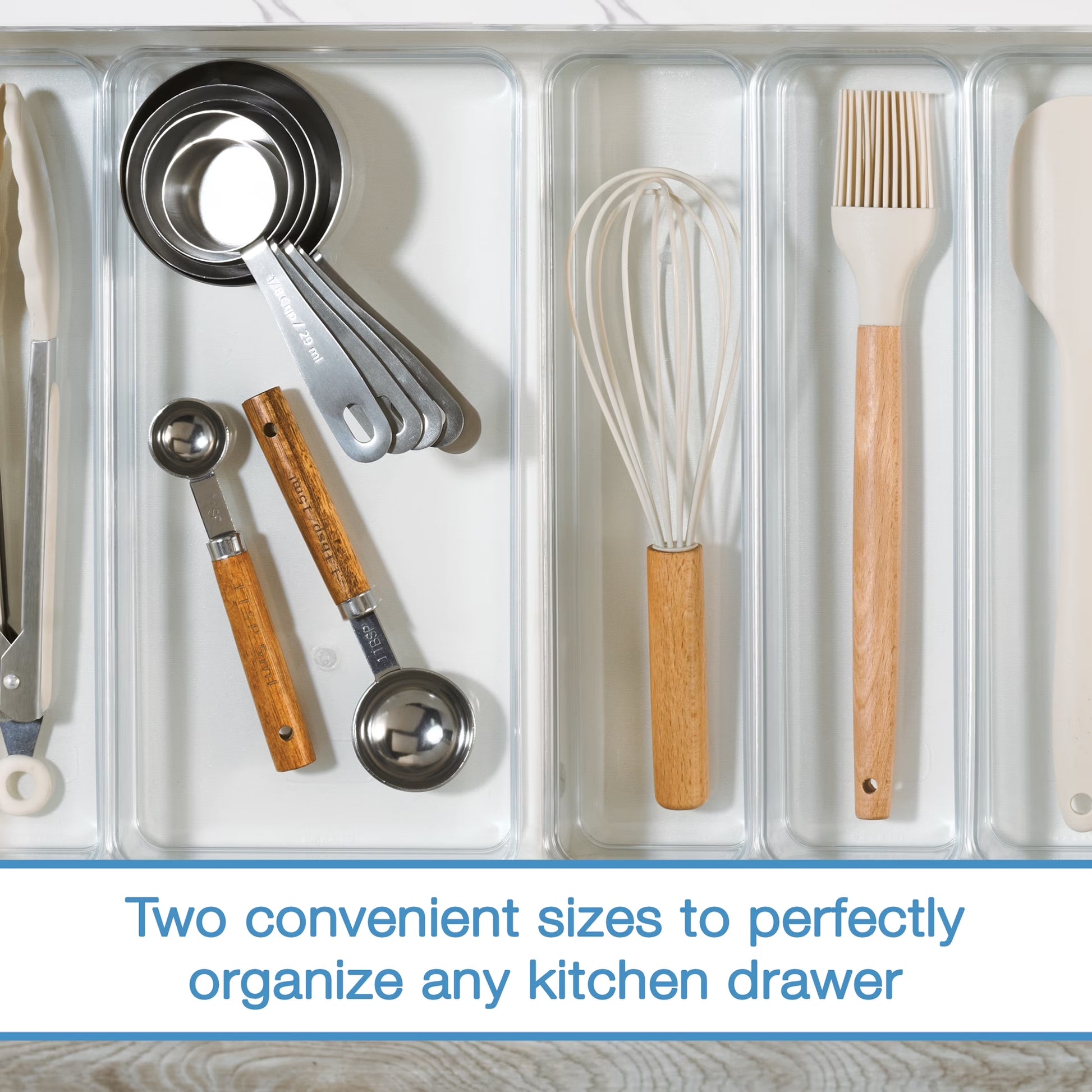 6-Piece Clear Plastic Drawer Storage Organizer Set, Kitchen, Desk and Bathroom Drawer Organizer Bins for Home Organization