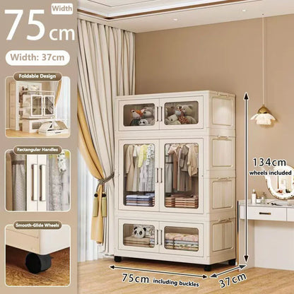 Foldable Dustproof Wardrobe Multi Scene Storage Cabinet Home Organization Closet & Kitchen Solution Versatile Compact Storage