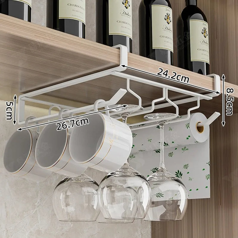 Non-Punching Inverted Hanging Red Wine Glass Rack Goblet Cabinet Hanging Racks Light Luxury High-End Home Organization