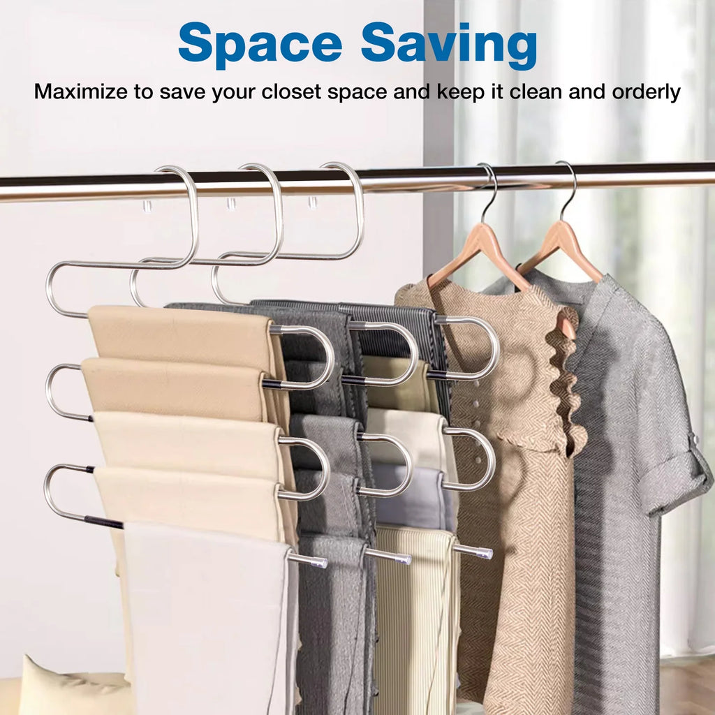 Hangers for Pants Clothes Hangers 6Pcs Stainless Steel Pants Hangers Space Saving for Trousers Skirts Jean