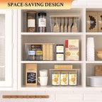 Clear 12In X 7In Acrylic Stackable Pantry Organizer with Bamboo Lid for Kitchen Storage and Home Organization