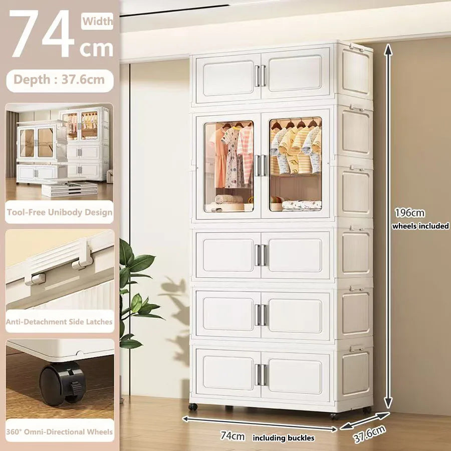 Foldable Dustproof Wardrobe Multi Scene Storage Cabinet Home Organization Closet & Kitchen Solution Versatile Compact Storage