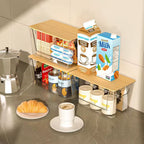 Clear 12In X 7In Acrylic Stackable Pantry Organizer with Bamboo Lid for Kitchen Storage and Home Organization