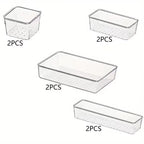 8/13/25Pcs Drawer Organizers Set Clear Plastic Desk Divider Bins Bedroom Dresser Office Storage Box for Makeup Jewelries Kitchen