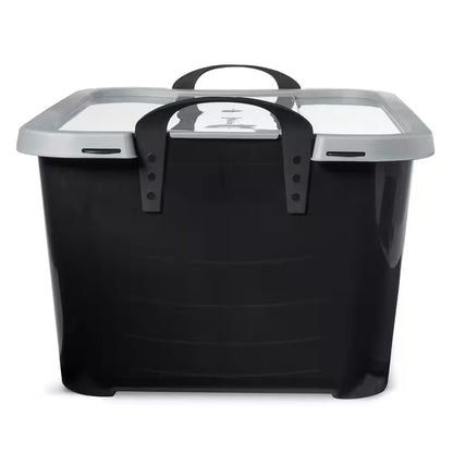 55 Qt Stackable Home Organization Lidded Storage Container in Black, (6 Pack)