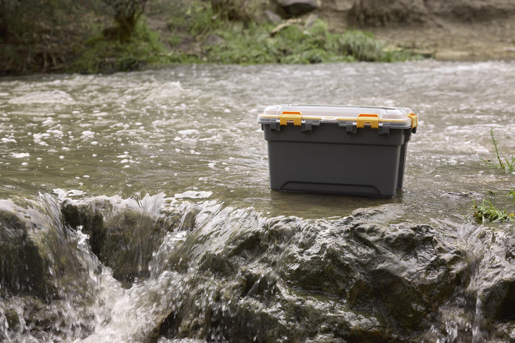 19.8 Gallon Large Gasket Tote, IP68 Waterproof Plastic Storage Bin with Lid, Gasket Seal and Durable Latches, Gray