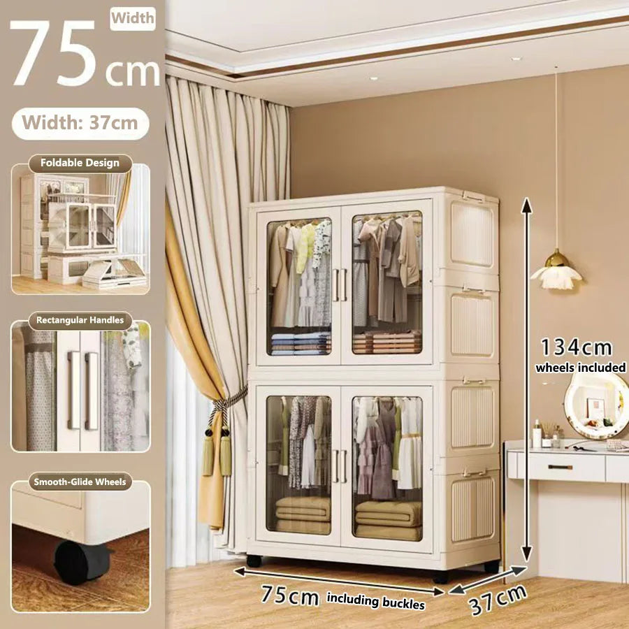 Foldable Dustproof Wardrobe Multi Scene Storage Cabinet Home Organization Closet & Kitchen Solution Versatile Compact Storage