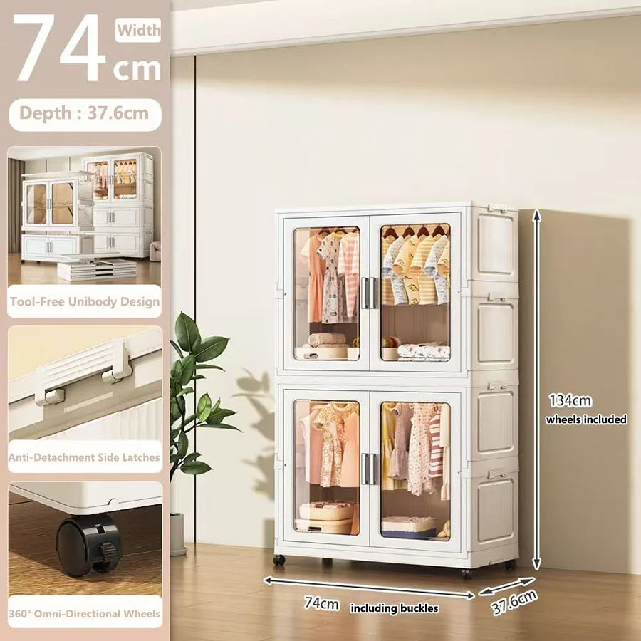 Foldable Dustproof Wardrobe Multi Scene Storage Cabinet Home Organization Closet & Kitchen Solution Versatile Compact Storage