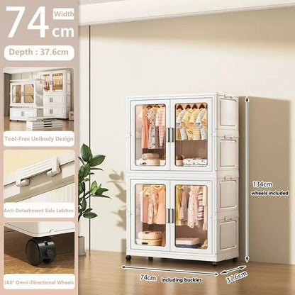 Foldable Dustproof Wardrobe Multi Scene Storage Cabinet Home Organization Closet & Kitchen Solution Versatile Compact Storage