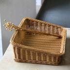 Handmade Woven Storage Boxes Straw Storage Baskets Rectangle Cosmetic Gadgets Toys Basket Container Home Organization