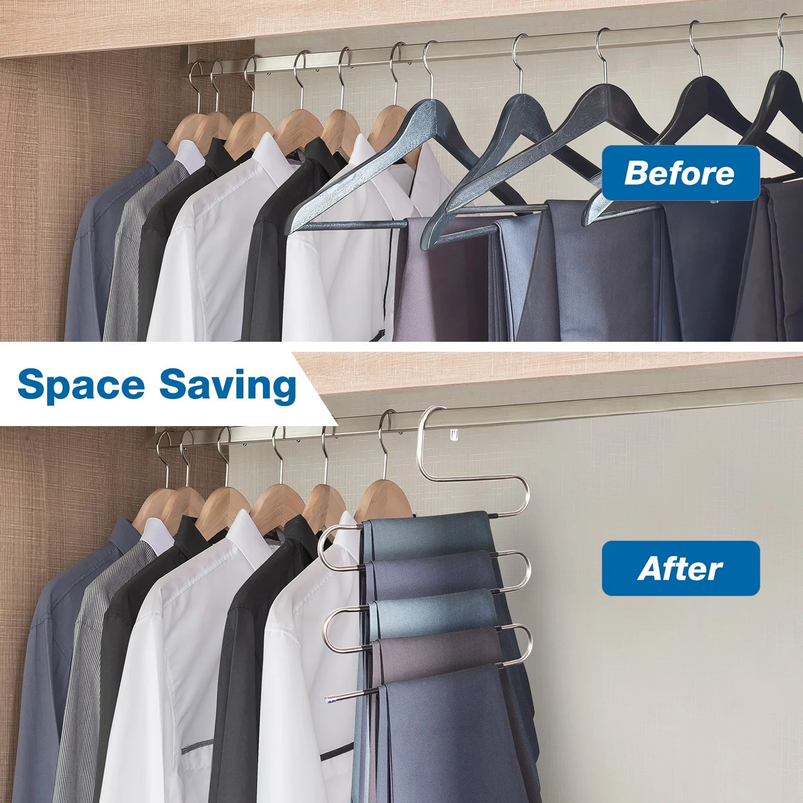 Hangers for Pants Clothes Hangers 6Pcs Stainless Steel Pants Hangers Space Saving for Trousers Skirts Jean