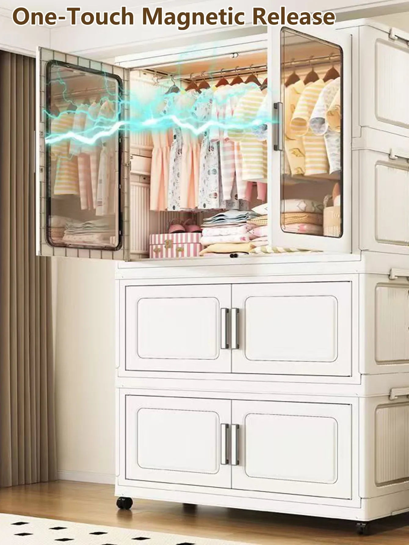 Foldable Dustproof Wardrobe Multi Scene Storage Cabinet Home Organization Closet & Kitchen Solution Versatile Compact Storage