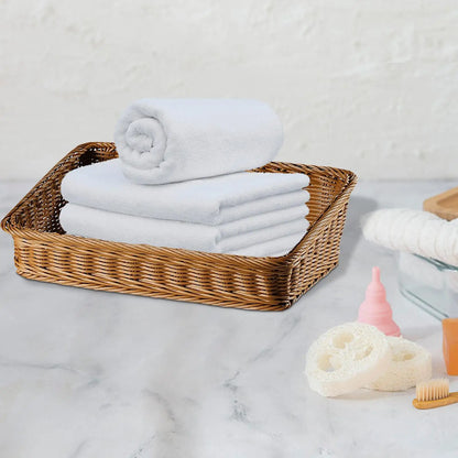 Handmade Woven Storage Boxes Straw Storage Baskets Rectangle Cosmetic Gadgets Toys Basket Container Home Organization