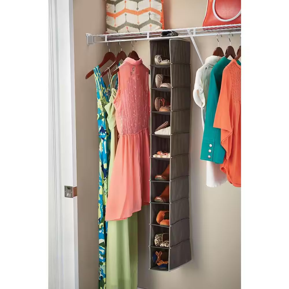 54 In. H Gray Fabric Hanging Closet Organizer