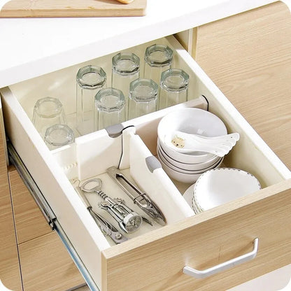 T Drawer Divider Adjustable Home Organization Dividers White Plastic Partition Holder Creative Retractable Drawer Dividers