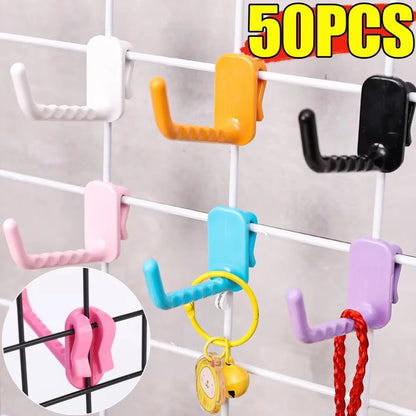 50/5PCS Supermarket Mesh Panel Hooks Color Multi-Purpose Display Racking Storage Hook Wall-Mounted Key Hangers Home Organization