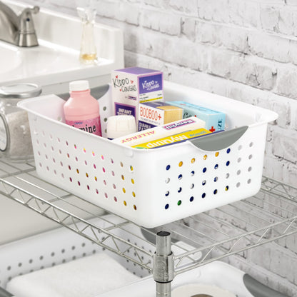 Medium Ultra™ Basket, Open Plastic Storage Bin, Organization Solution, White
