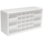 26-Drawer Plastic Storage Cabinet for Garage, Workshop, Home Organization - 20"W X 6"D X 10"H White