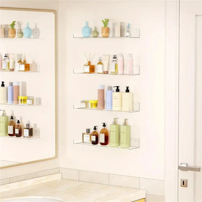 1/2Pcs 11.8Inch Clear Acrylic Shelves, Wall Mounted Storage for Kitchen, Bathroom, Office - Home Organization and Decor