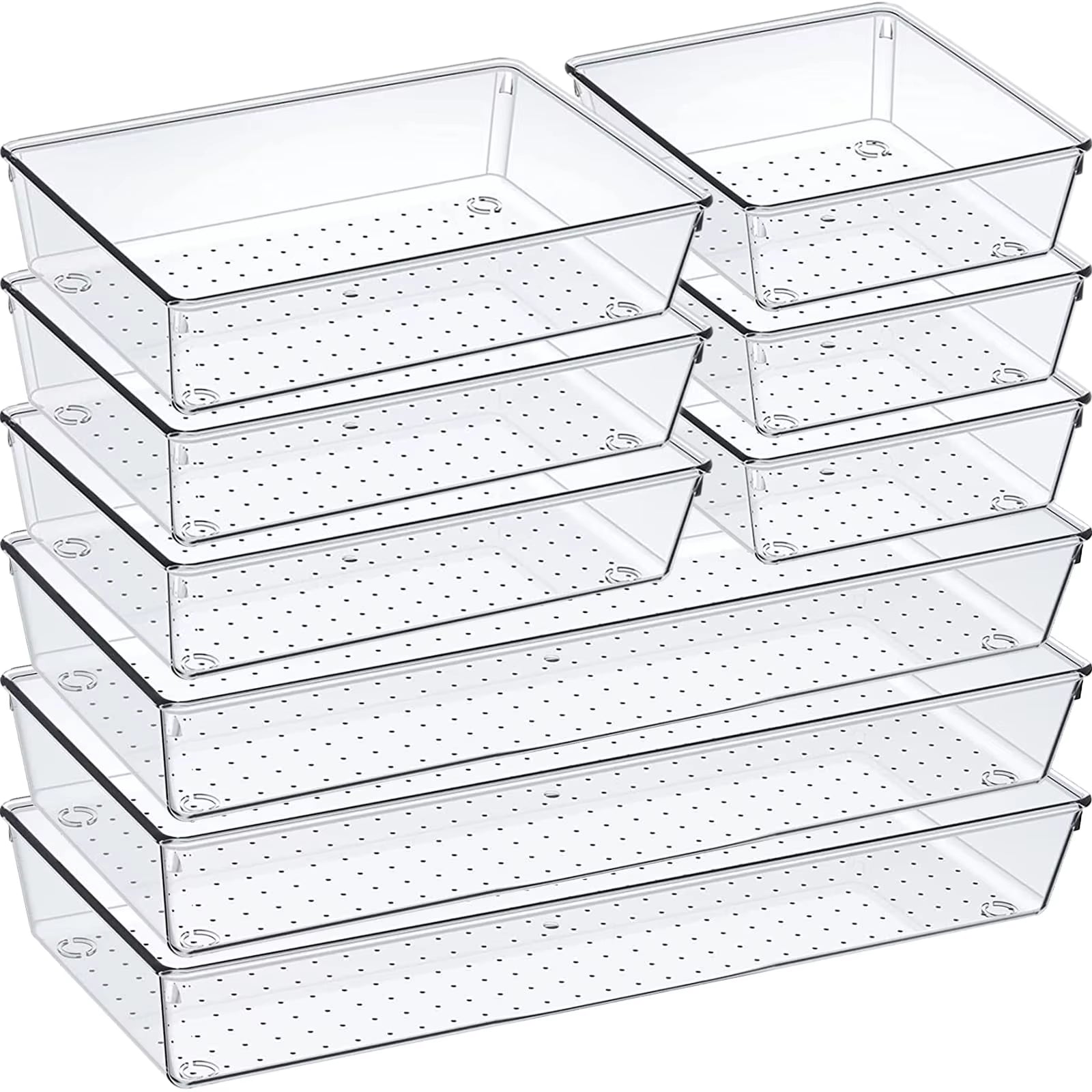 60/6/9/12Pack Drawer Organizers Clear Plastic Tub Containers for Bathroom Dressing Table Storage, Home Organization Makeup Kit