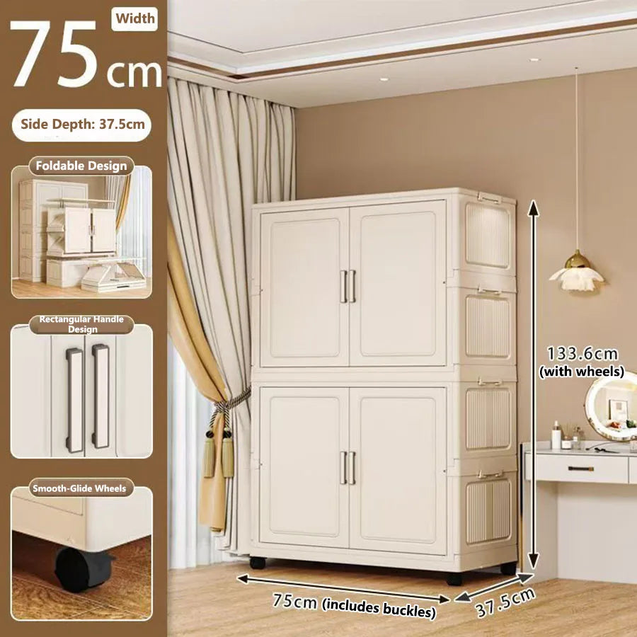 Foldable Dustproof Wardrobe Multi Scene Storage Cabinet Home Organization Closet & Kitchen Solution Versatile Compact Storage