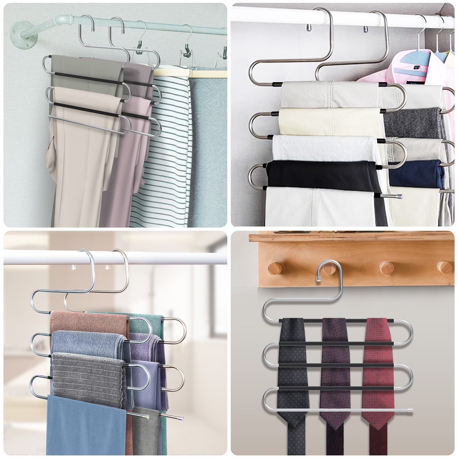 Hangers for Pants Clothes Hangers 6Pcs Stainless Steel Pants Hangers Space Saving for Trousers Skirts Jean