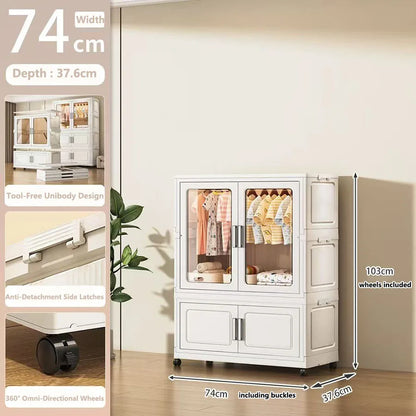 Foldable Dustproof Wardrobe Multi Scene Storage Cabinet Home Organization Closet & Kitchen Solution Versatile Compact Storage
