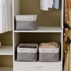White & Grey 9.8 In. X 6.7 In. Fabric Collapsible Storage Bins Set of 3 for Home Organization