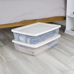 28 Quart Clear Plastic Storage Bins Set of 2 with Snap-On Lid Efficient Home Organization and Space Saving