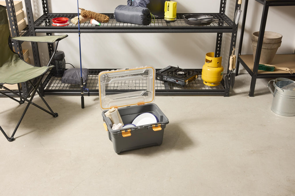 19.8 Gallon Large Gasket Tote, IP68 Waterproof Plastic Storage Bin with Lid, Gasket Seal and Durable Latches, Gray