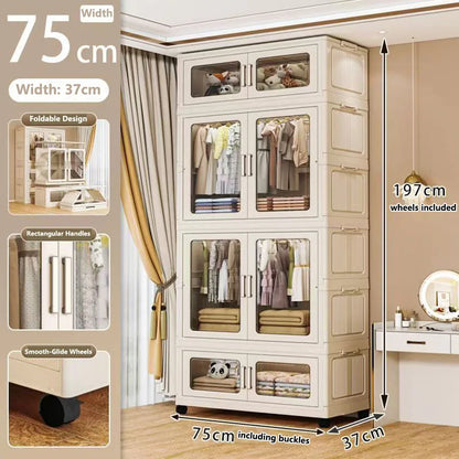 Foldable Dustproof Wardrobe Multi Scene Storage Cabinet Home Organization Closet & Kitchen Solution Versatile Compact Storage