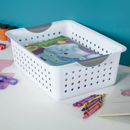 Medium Ultra™ Basket, Open Plastic Storage Bin, Organization Solution, White