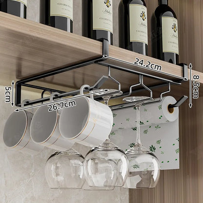 Non-Punching Inverted Hanging Red Wine Glass Rack Goblet Cabinet Hanging Racks Light Luxury High-End Home Organization