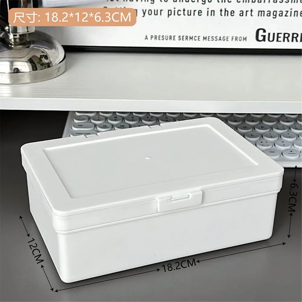 White Dustproof Storage Box Stackable Sundries Storage Organizer with Cover Stationery Storage Case Home Organization Holder