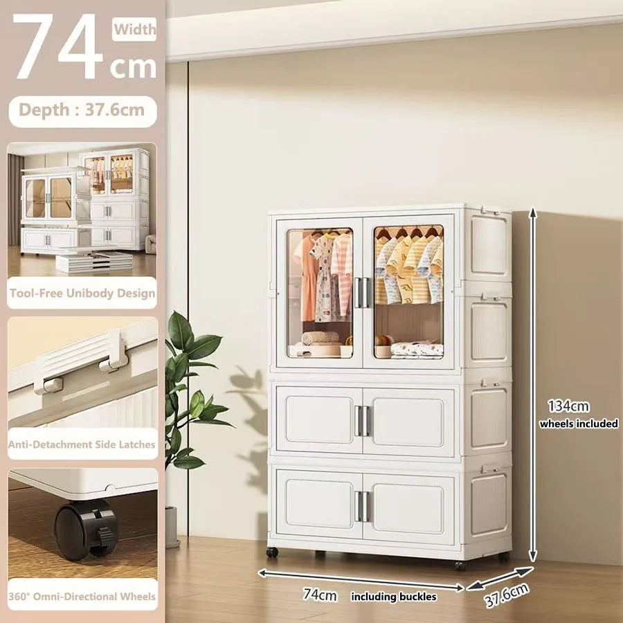 Foldable Dustproof Wardrobe Multi Scene Storage Cabinet Home Organization Closet & Kitchen Solution Versatile Compact Storage