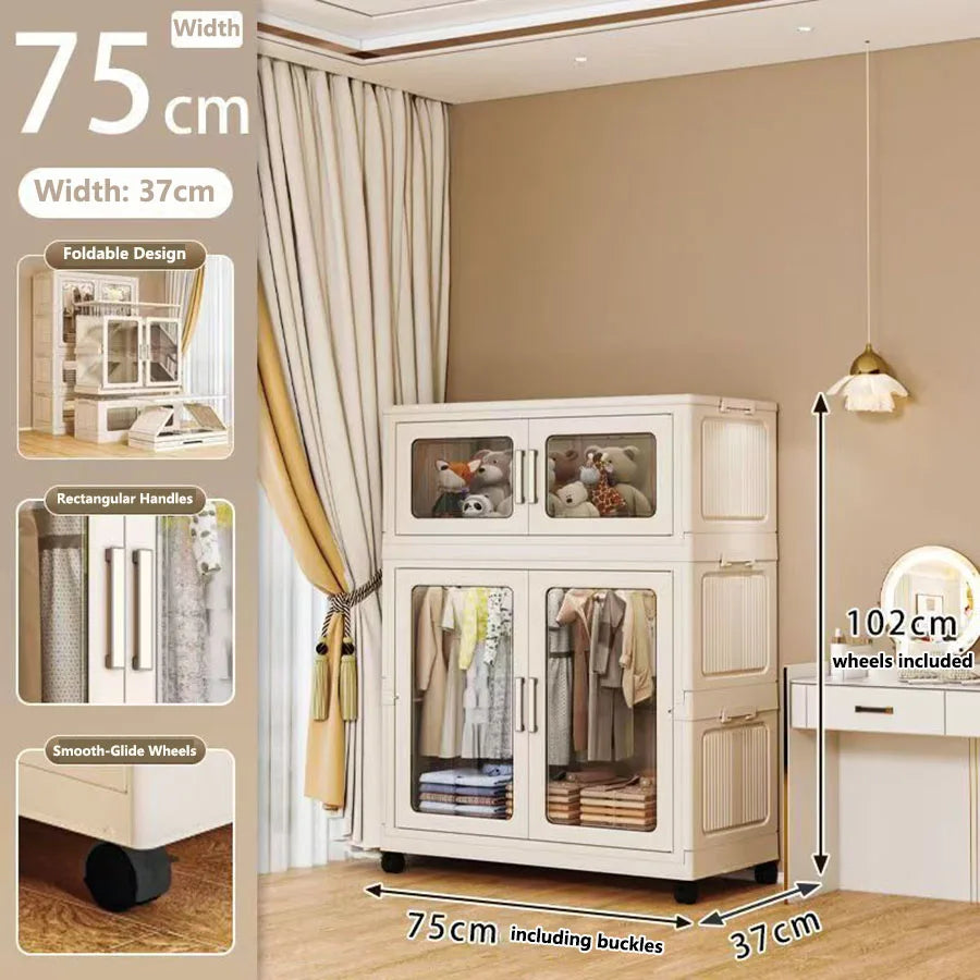 Foldable Dustproof Wardrobe Multi Scene Storage Cabinet Home Organization Closet & Kitchen Solution Versatile Compact Storage
