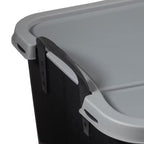 55 Qt Stackable Home Organization Lidded Storage Container in Black, (6 Pack)