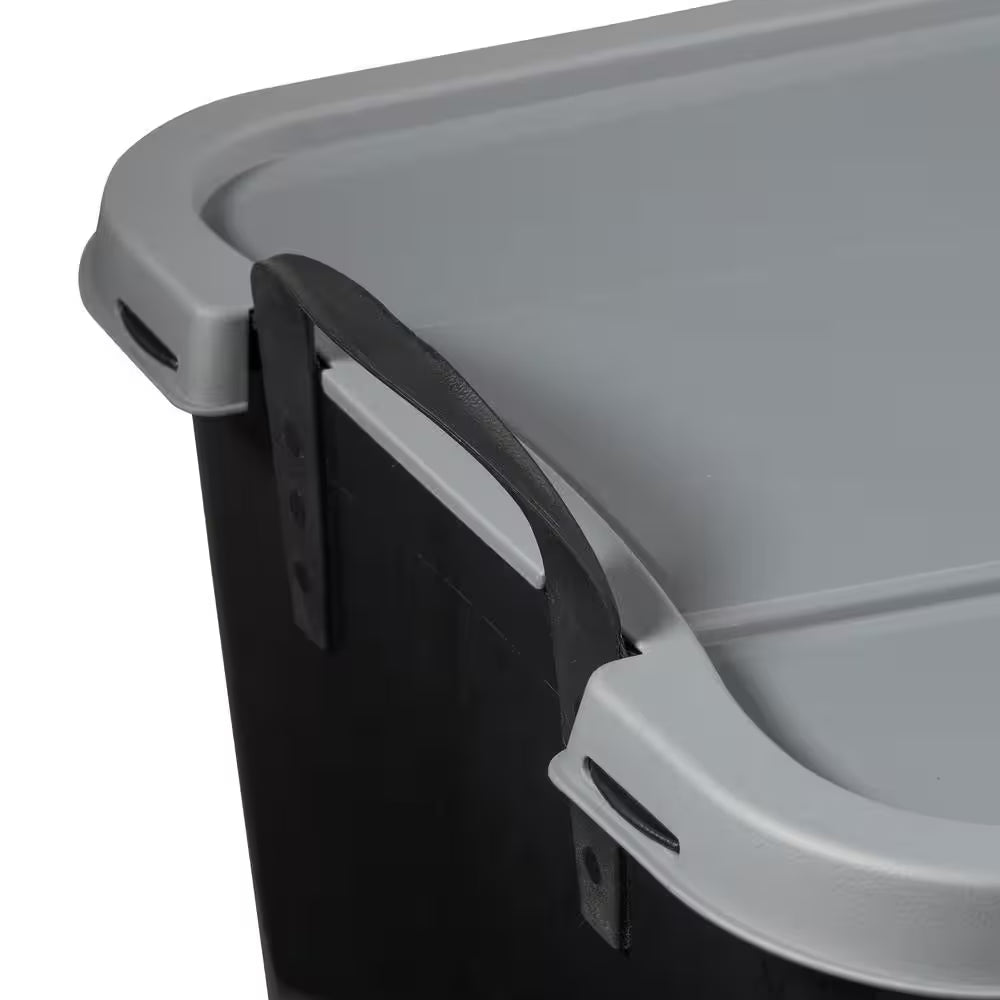 55 Qt Stackable Home Organization Lidded Storage Container in Black, (6 Pack)
