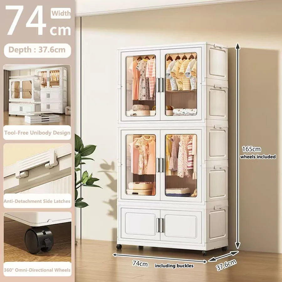 Foldable Dustproof Wardrobe Multi Scene Storage Cabinet Home Organization Closet & Kitchen Solution Versatile Compact Storage