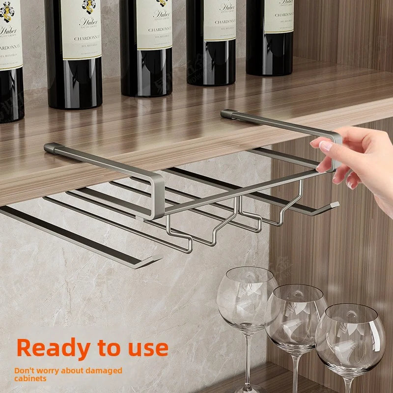 Non-Punching Inverted Hanging Red Wine Glass Rack Goblet Cabinet Hanging Racks Light Luxury High-End Home Organization
