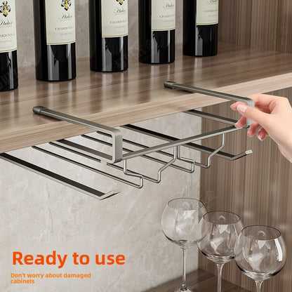 Non-Punching Inverted Hanging Red Wine Glass Rack Goblet Cabinet Hanging Racks Light Luxury High-End Home Organization