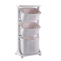 Freestanding Bathroom Multi-Layer Laundry Basket Storage Basket Household with 3-Baskets in White