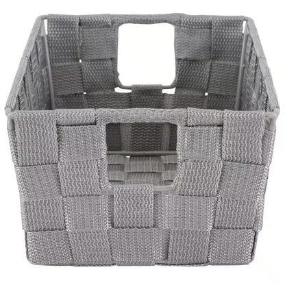 Heather Gray Small Woven Strap Shelf Cube Storage Bin (2-Pack)